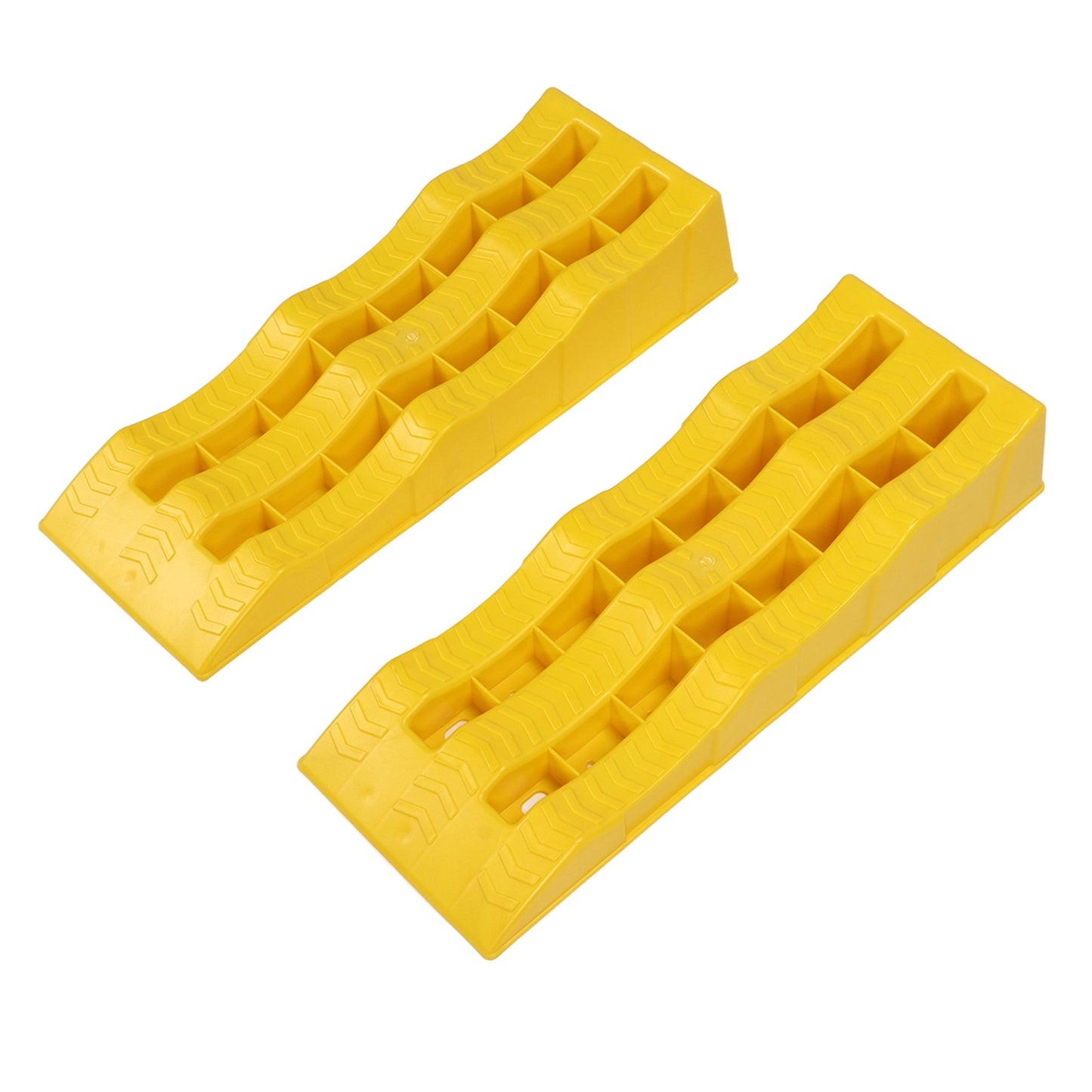 1 Pair RV Leveling Ramps 3 Stage Yellow Trailer Camper Wheel Chocks for Stabilizing Uneven Ground and Parking