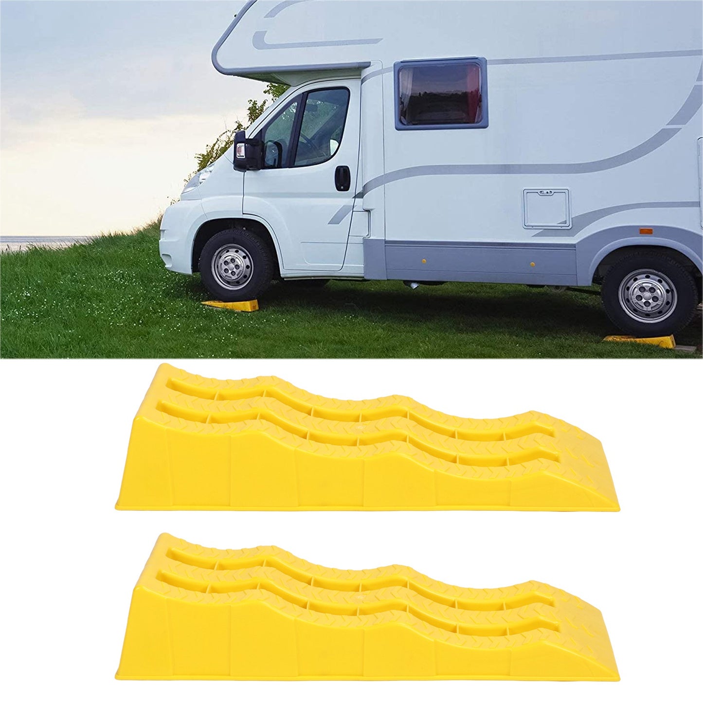 1 Pair Automotive Leveling Ramps, Trailer SUV Car Wheel Chocks, Leveler - 3 Leveling And Raising Auto