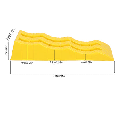 1 Pair RV Leveling Ramps 3 Stage Yellow Trailer Camper Wheel Chocks for Stabilizing Uneven Ground and Parking