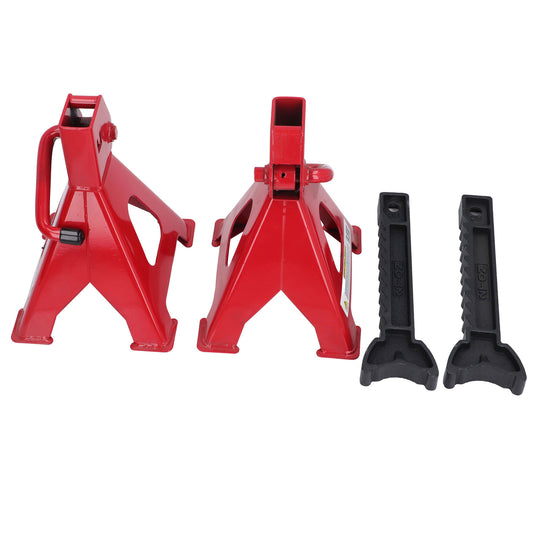 2-Ton Jack Stand 1 Pair Red, Anti Slip Car Lifting Stand 2T Adjustable Height 2 Set Carbon Steel For SUV