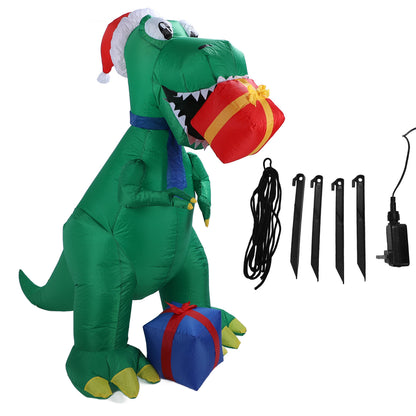 6FT Christmas Inflatable Dinosaur Decoration, With LED Lighted Blow Up Christmas Inflatables With LED Lights For Xmas Yard Garden Decorations