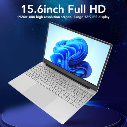 12GB DDR4 256GB SSD Quad-Core Intel N5095 Processors, WiFi, Bluetooth, FingerPrint, Backlit Keyboard, Windows 11 Computer, 15" Lightweight Laptop, Silver