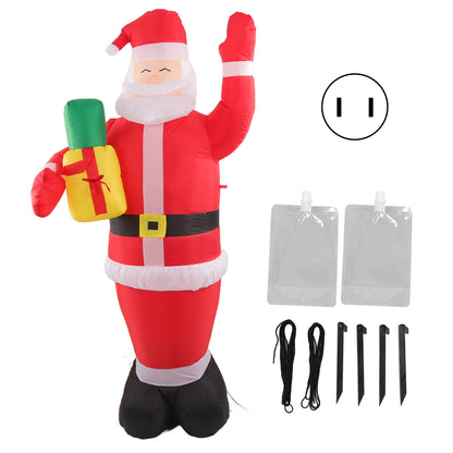 8FT Christmas Inflatables Decorations Santa Claus with Candy Gift Bag, Blow-Up Yard Christmas Decor with LED Lights Display