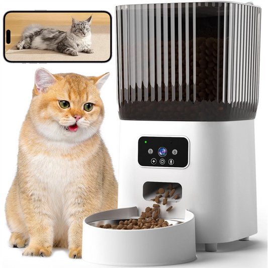 5L Automatic Cat Dog Feeder with Camera, App Control Smart Pet Feeder Food, HD Camera for Voice and Video Recording,Detachable for Easy Clean