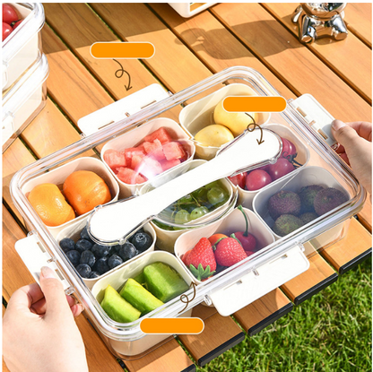 9 Grids Divided Serving Tray with Lid & Handle, Snack Box Container, Spice Containers Snack Platters Trays For Eating,Candy, Fruits, Nuts,Charcuterie Boxes