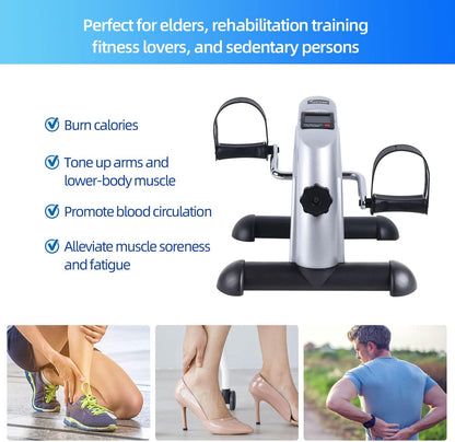 Under Desk Bike Pedal Exerciser, Portable Mini Exercise Bike, Portable Foot Cycle Peddler Machine with LCD Screen Display for Leg/Arm Fitness Workout, Home Office Use