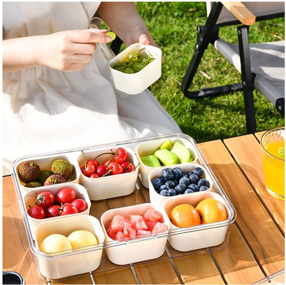 9 Grids Divided Serving Tray with Lid & Handle, Snack Box Container, Spice Containers Snack Platters Trays For Eating,Candy, Fruits, Nuts,Charcuterie Boxes