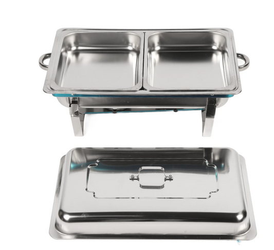 11.6 QT Stainless Steel Food Warmer Foldable Stove Dish Set Rectangular Chafing Dish Chafer Full Buffet Catering