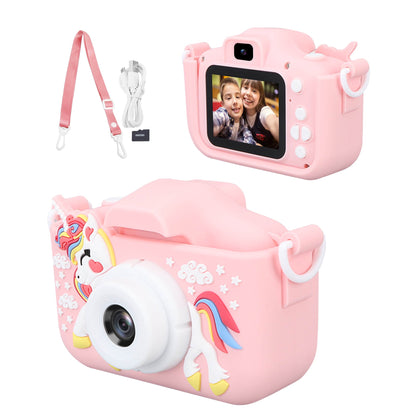 Kids Camera 1080P HD Digital Selfie Video Camera Toy for Toddler 3 4 5 6 7 8 Years Old, with 32GB SD Card and Silicone Cover, Christmas Birthday Gifts for Boys Girls