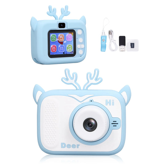 Kids Digital Camera for Boys Girls Selfie Video Recorder 1080p HD Camera with 32GB SD Card & Card Reader for Toddler Age 3 4 5 6 7 8 9 10 Camera Christmas Birthday Toy Gifts