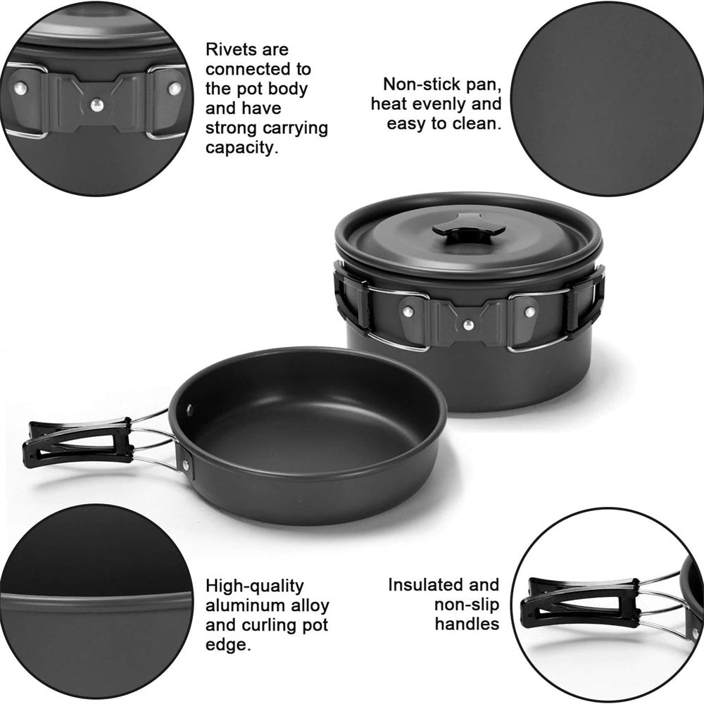 13pcs Camping Cookware Set with Mini Stove, Aluminum Camping Cookware Kit, Folding Camping Cooking Set with Non-stick Pot Pan Teapot Storage Bag for Camping Backpacking Outdoor Cooking Picnic