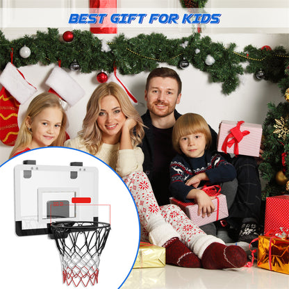 Indoor Basketball Hoop Set with Ball for Room&Wall, Mini Basketball Hoop over the Door with Electronic Scoreboard for Kids Adults Teens Birthday Toy Christmas Gifts, Foldable Steel Rim