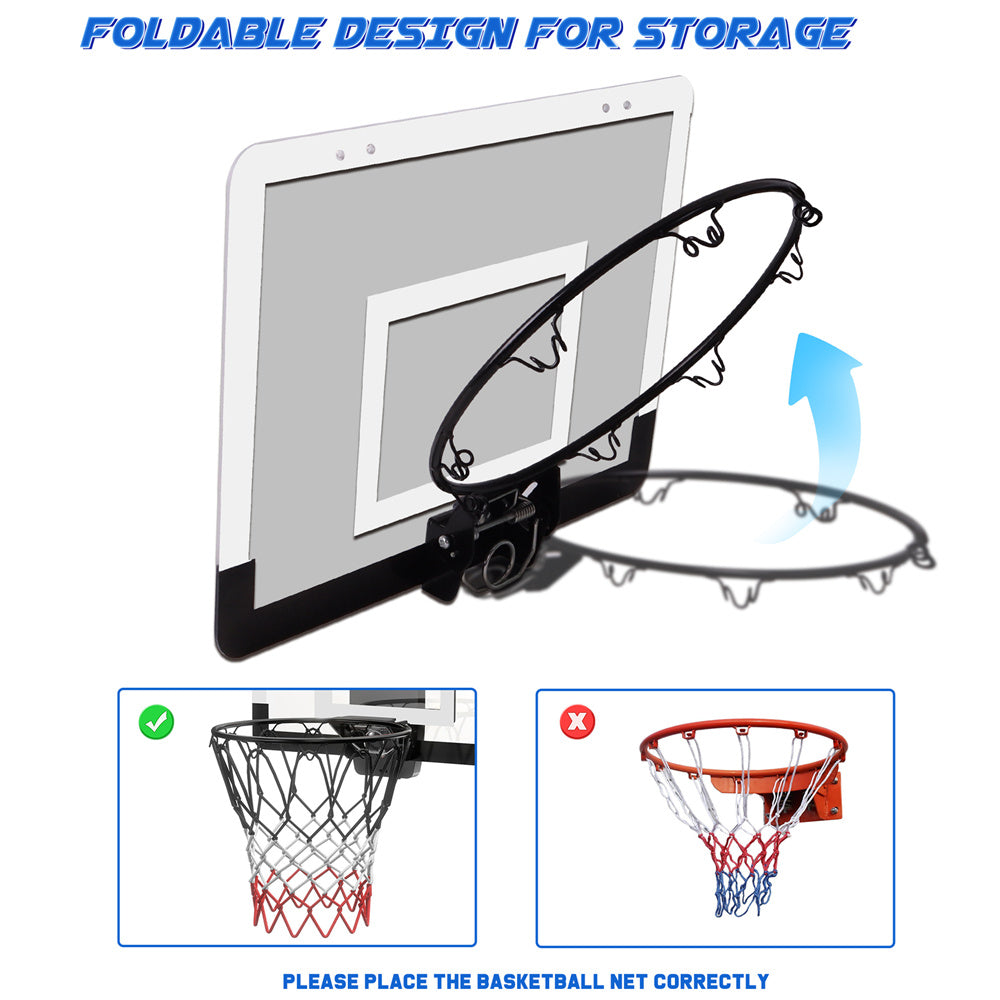 Indoor Basketball Hoop Set with Ball for Room&Wall, Mini Basketball Hoop over the Door with Electronic Scoreboard for Kids Adults Teens Birthday Toy Christmas Gifts, Foldable Steel Rim