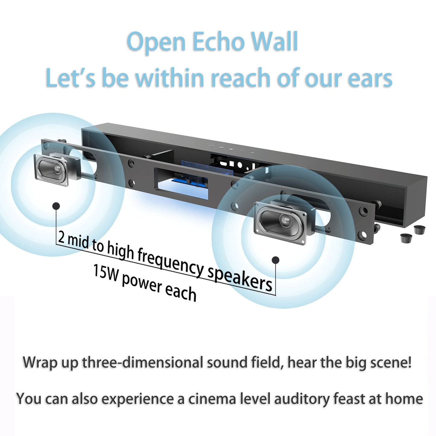 2.1ch Sound Bars for TV with Subwoofer, Bluetooth 5.0 Surround Sound System for TV, 26 Inch Soundbar for Home Theater, ARC/USB/AUX/Coaxial/Optical Connect & Remote Control, 60W Output