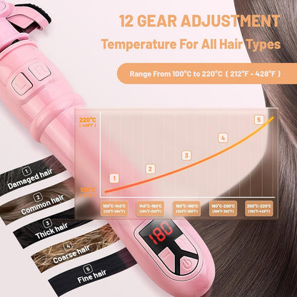 1.1in Ceramic Barrel Automatic Rotating Curling Iron, Digital Temp Control, Curling Wand Fast Heat Up, Auto Shut Off for Waves, Beach Curls for Women & Girls, Ideal Gift