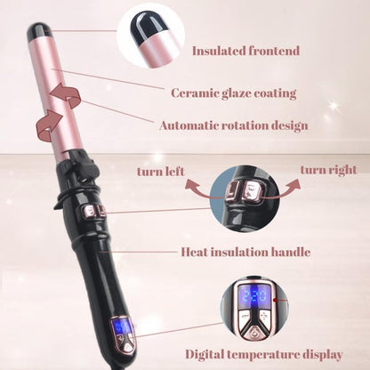 1.1in Ceramic Barrel Automatic Rotating Curling Iron, Digital Temp Control, Curling Wand Fast Heat Up, Auto Shut Off for Waves, Beach Curls for Women & Girls, Ideal Gift