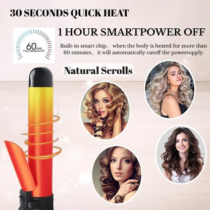 1.1in Ceramic Barrel Automatic Rotating Curling Iron, Digital Temp Control, Curling Wand Fast Heat Up, Auto Shut Off for Waves, Beach Curls for Women & Girls, Ideal Gift