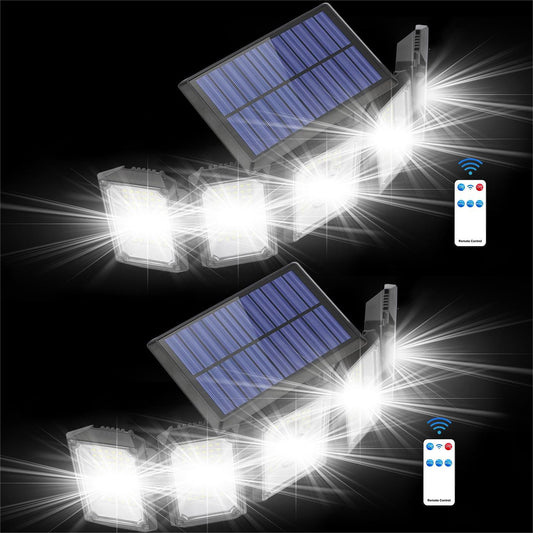 2Pack Solar Lights Outdoor, 300 LED IP65 Waterproof Motion Sensor Security Lights with Remote Control, 2835LM 360 Degree Rotable Solar Flood Lights for Patio Garage Yard Entryways Outdoor Lighting