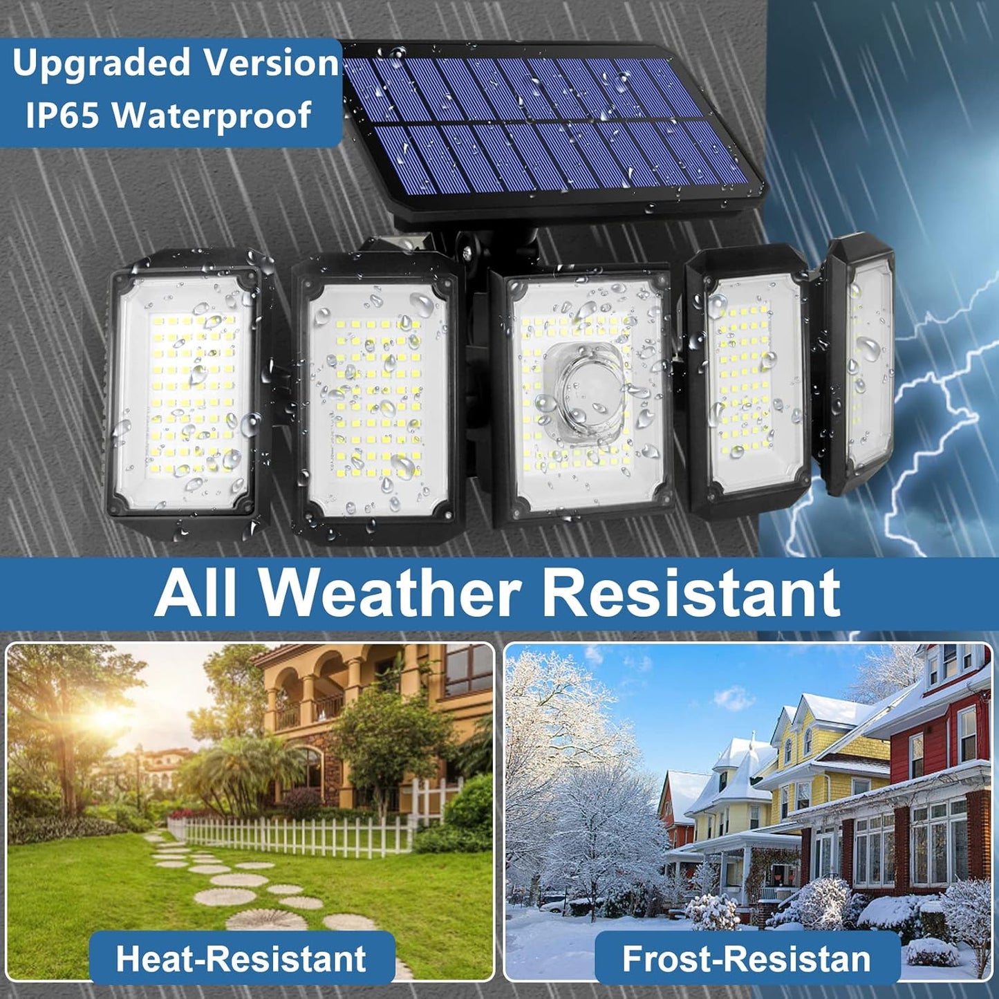 2Pack Solar Lights Outdoor, 300 LED IP65 Waterproof Motion Sensor Security Lights with Remote Control, 2835LM 360 Degree Rotable Solar Flood Lights for Patio Garage Yard Entryways Outdoor Lighting