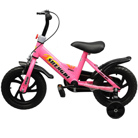 12 Inch Kids Bike with Training Wheels, Children Bike with Adjustable Handlebar, Kids Bicycle for Boys Girls Toddlers Age 1 to 5, 2-in-1 Toddler Bike with Handbrake/Bell/Pedals, up to 110lbs